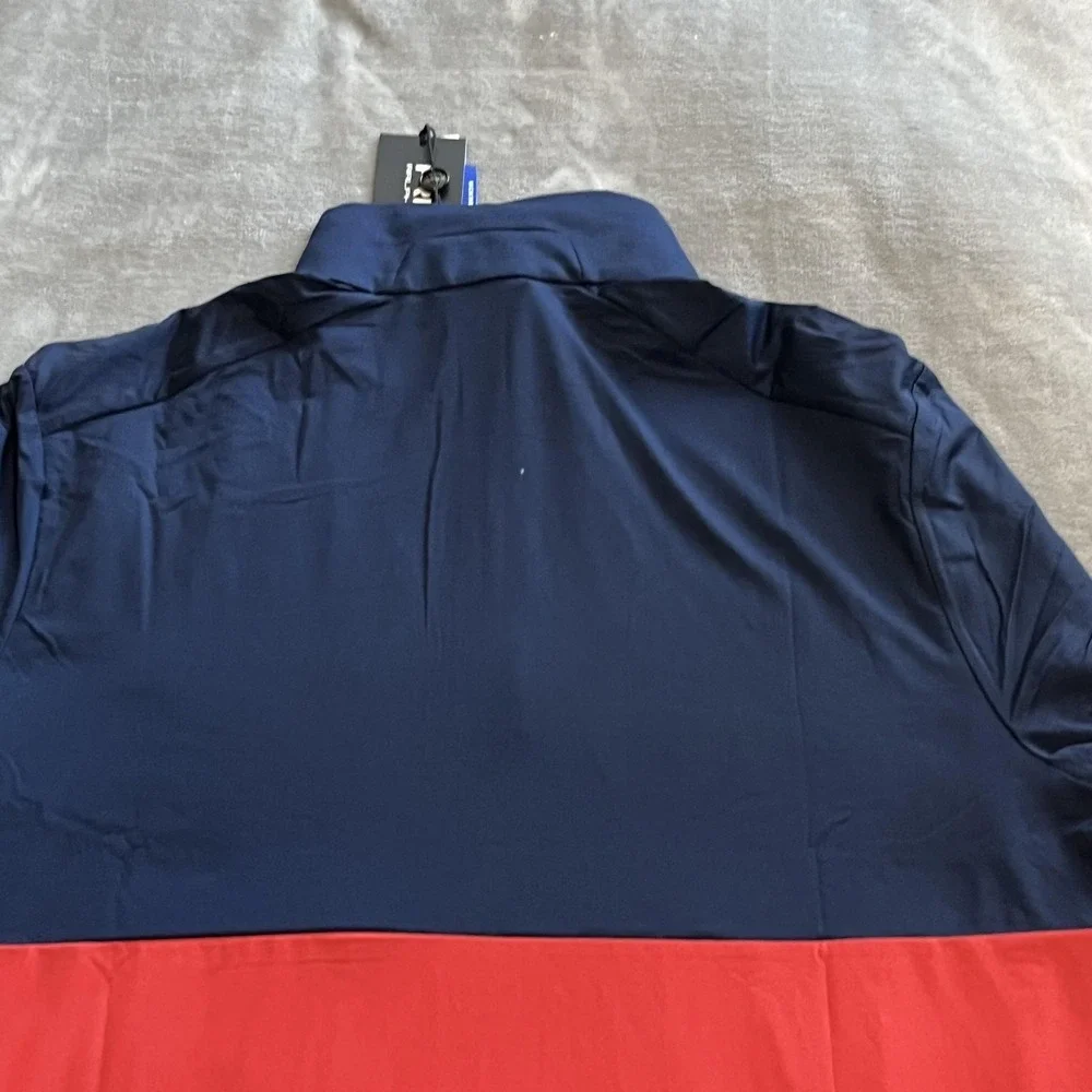 RLX Ralph Lauren Sweater Mens Medium Navy Red Quarter Zip Golf Pullover Wicking